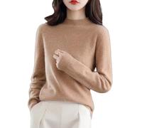 Suéteres de Cachemira para Mujer,Suéter Suave y Acogedor,Suéteres de Cachemira de Manga Larga con Cuello Redondo para otoño e Invierno (X-Large,Caramel)