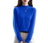 Suéteres de Cachemira para Mujer,Suéter Suave y Acogedor,Suéteres de Cachemira de Manga Larga con Cuello Redondo para otoño e Invierno (XX-Large,Blue)