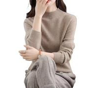 Suéteres de Cachemira para Mujer,Suéter Suave y Acogedor,Suéteres de Cachemira de Manga Larga con Cuello Redondo para otoño e Invierno (XX-Large,Camel)