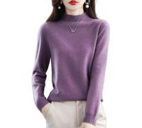 Suéteres de Cachemira para Mujer,Suéter Suave y Acogedor,Suéteres de Cachemira de Manga Larga con Cuello Redondo para otoño e Invierno (X-Large,Deep Purple)
