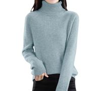 Suéteres de cachemira para mujer, suéteres de cuello alto del Reino Unido, suéter de gran tamaño, cómodo, manga larga, jersey de punto liso, color sólido, suave, cálido, grueso, suelto, casual, para
