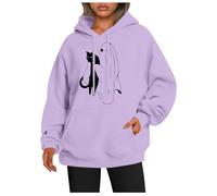 Suéteres de Halloween para mujer, sudaderas casuales de gran tamaño, cuello con capucha de calabaza, holgados, estampado de fantasmas, tops de Halloween, ropa deportiva para mujer, Morado (, 3XL