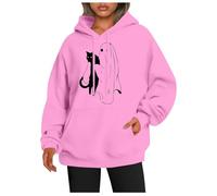 Suéteres de Halloween para mujer, sudaderas casuales de gran tamaño, cuello con capucha de calabaza, holgados, estampado de fantasmas, tops de Halloween, ropa deportiva para mujer, hot pink, 3XL