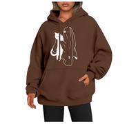 Suéteres de Halloween para mujer, sudaderas casuales de gran tamaño, cuello con capucha de calabaza, holgados, estampado de fantasmas, tops de Halloween, ropa deportiva para mujer, marrón, XXL