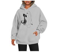 Suéteres de Halloween para mujer, sudaderas casuales de gran tamaño, cuello con capucha de calabaza, holgados, estampado de fantasmas, tops de Halloween, ropa deportiva para mujer, gris, XXL