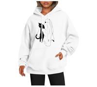 Suéteres de Halloween para mujer, sudaderas casuales de gran tamaño, cuello con capucha de calabaza, holgados, estampado de fantasmas, tops de Halloween, ropa deportiva para mujer, rosa, M