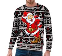 Suéteres de invierno para hombre, con estampado de copo de nieve, cuello redondo, para festividades, con forro polar cálido, informal, acogedor, ropa de temporada para hombre, Reino Unido, Rojo #3
