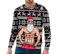 Suéteres de invierno para hombre, con estampado de copo de nieve, cuello redondo, para festividades, con forro polar cálido, informal, acogedor, ropa de temporada para hombre, Reino Unido, Beige #3