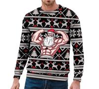 Suéteres de invierno para hombre, con estampado de copo de nieve, cuello redondo, para festividades, con forro polar cálido, informal, acogedor, ropa de temporada para hombre, Reino Unido, Rosa #3