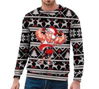 Suéteres de invierno para hombre, con estampado de copo de nieve, cuello redondo, para festividades, con forro polar cálido, informal, acogedor, ropa de temporada para hombre, Reino Unido, Naranja #3
