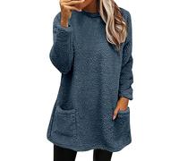 Suéteres de manga larga para mujer, suéteres de algodón para mujer, sudadera de manga larga para mujer, suéter de talla grande, suéteres de algodón para otoño, suéter de punto, azul marino, 3XL