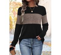 Suéteres de moda para mujer, camisetas de manga larga con bloques de color, trajes de otoño a la moda para principios de otoño, ropa de invierno 2025