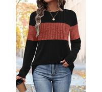 Suéteres de moda para mujer, camisetas de manga larga con bloques de color, trajes de otoño a la moda para principios de otoño, ropa de invierno 2025