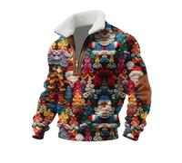 Suéteres de Navidad para hombre, divertidos suéteres de forro polar con cremallera de un cuarto, sudaderas de manga larga, suéteres cálidos de invierno con cremallera de 1/4, B-sandía rojo, M