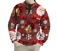 Suéteres de Navidad para hombre, novedosos estampados de Papá Noel, chaquetas con cremallera completa, sudaderas de manga larga, suéter de Navidad con gráfico de Navidad 2025, suéteres de invierno