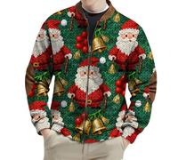 Suéteres de Navidad para hombre, novedosos estampados de Papá Noel, chaquetas con cremallera completa, sudaderas de manga larga, suéter de Navidad con gráfico de Navidad 2025, suéteres de invierno