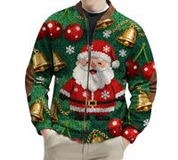 Suéteres de Navidad para hombre, novedosos estampados de Papá Noel, chaquetas con cremallera completa, sudaderas de manga larga, suéter de Navidad con gráfico de Navidad 2025, suéteres de invierno