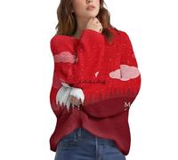 Suéteres de Navidad para mujer, divertidos y lindos suéteres de reno, suéter feo de punto de árbol de Navidad, suéter holgado de cuello redondo, suéteres de vacaciones, suéteres cálidos de invierno