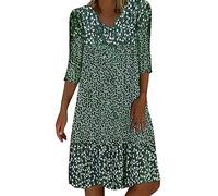 Suéteres de Navidad para mujer, manga larga, cuello redondo, estampado de gnomos de gran tamaño, ligero, vestido midi con hombros descubiertos, regreso a casa, verde, M