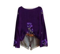 Suéteres de punto a rayas de ganchillo con bloques de color para mujer, cómodos, de gran tamaño, cuello barco, manga larga, sin botones, ligeros, de punto acanalado, bohemia, para otoño, uso diario