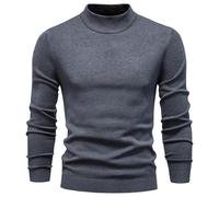 Suéteres de punto de manga larga con cuello alto falso, para hombre, para primavera, otoño, informal, cálidos, modernos, ligeros, gris oscuro, S