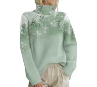 Suéteres de punto de Navidad para mujer, suéteres de Navidad para mujer, forro polar de copo de nieve, suéter de invierno casual, mullido, cálido, suéter de manga larga, suéteres de gran tamaño, ropa