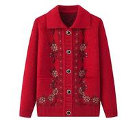 Suéteres De Punto para Personas De Mediana Edad Y Mayores Disfraz De Anciana Tejido De Punto Vintage De Jacquard para Personas Mayores Tops Gruesos Y Cálidos De Manga Larga Abrigo De Abuela Chaqu