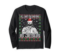 Suéteres Divertidos y feos con Texto en inglés All I Want for Christmas is Jesus Manga Larga