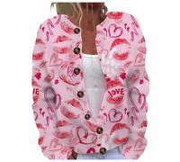 Suéteres elegantes para mujer de Navidad, chaqueta con pecho estampado con texto Good Luck abrigos acolchados, Rosa-3, 5XL