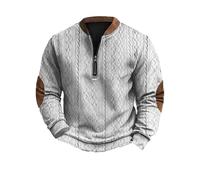 Suéteres Henley para hombre, con cremallera de un cuarto, suéter de punto de estilo retro, ligero, casual, para el ocio, al aire libre, casual, diario, media cremallera, suéteres de otoño con parches