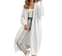 Suéteres largos tipo cárdigan para mujer, de punto grueso, holgados, con frente abierto, abrigos cálidos con bolsillos, beige, XL