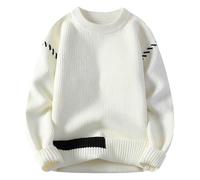 Suéteres masculinos de los hombres de punto grueso Otoño e invierno Hombres Caliente y versátil capa de base Suéter Navidad para pareja, Color blanco., XL