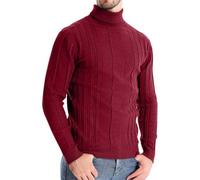 Suéteres navideños de punto casuales con cuello alto para hombre, nuevo otoño e invierno, cálido, liso, con la tendencia de los pullover Suéter de Invierno Gris, rojo, XL