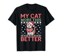 Suéteres navideños feos a Juego con Cat Wore This Better Family Camiseta, Hombre, Negro, 6XL