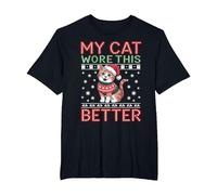 Suéteres navideños feos a Juego con Cat Wore This Better Family Camiseta, Hombre Tallas Grandes, Negro, 5X Alto