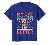 Suéteres navideños feos a Juego con Cat Wore This Better Family Camiseta, Niños, Azul Real, 4 años