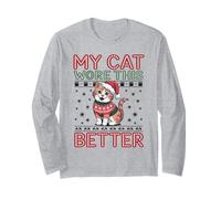 Suéteres navideños feos a Juego con Cat Wore This Better Family Manga Larga