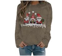 SuéTeres NavideñOs-SuéTer NavideñO Mujer Sudadera De Polar con Estampado Floral De Invierno para Mujer, Manga Larga, Parte Superior NavideñA (Khaki, L)