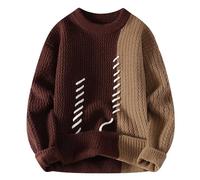 Suéteres para hombre, talla S, sin capucha, para otoño, invierno, cuello redondo, cómodo, a la moda, para jóvenes, estudiantes, capa base, casual, manga larga, sudaderas de ajuste elástico, Café #2