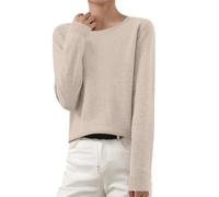 Suéteres para mujer, cuello redondo, manga larga, ligeros, holgados, de algodón, color sólido, a la moda, para otoño, al aire libre, oficina, entrenamiento, sudaderas, plata, 3XL