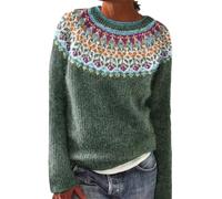 Suéteres para mujer de invierno y otoño, de manga larga, de cuello redondo, de punto, sueltos, cómodos, de estilo casual, para salir, Patrón 12, S