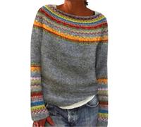Suéteres para mujer de invierno y otoño, de manga larga, de cuello redondo, de punto, sueltos, cómodos, de estilo casual, para salir, Patrón 5, L