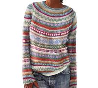 Suéteres para mujer, para invierno, otoño, casual, de manga larga, cuello redondo, de punto, holgados, cómodos, para salir, Patrón 4, M