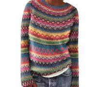 Suéteres para mujer, para invierno, otoño, casual, de manga larga, cuello redondo, de punto, holgados, cómodos, para salir, Patrón 10, XL