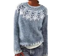 Suéteres para mujer, para invierno, otoño, casual, de manga larga, cuello redondo, de punto, holgados, cómodos, para salir, estampado 1, L