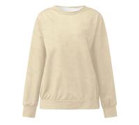 Suéteres para mujer, sudadera de cuello de manga larga, suéter lindo sin botones, versión suelta, suéter lindo para mujer, beige, L