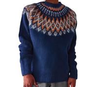 Suéteres para mujer, tops del Reino Unido, suéter largo de algodón, suéter de invierno, suéteres de otoño, suéteres y mamelucos de Navidad para mujer, suéter de lana para mujer, azul, 3XL