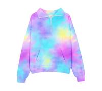 Suéteres para niñas para polainas de vestir para niñas media cremallera sudadera Fleece Quarter Zip suéter sudaderas caer camisas manga corta para niñas vestidos casuales hombros descubiertos, azul