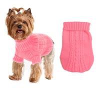 Suéteres para perros pequeños, niñas y niños, suéteres Yorkie XS, suéter para cachorros, suéter cálido de invierno, cuello alto, suéter de punto para chihuahua, otoño, invierno, clima frío (rosa, L