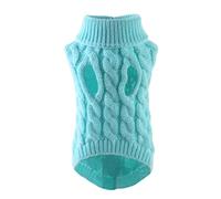 Suéteres para perros pequeños, ropa cálida de invierno para perros, ropa de punto de cuello alto, suéter para cachorros, chaleco de chihuahua, abrigo Yorkie, azul claro, L
